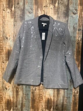 NWT Maurices Gray Plaid Sequin Open-Front Blazer
